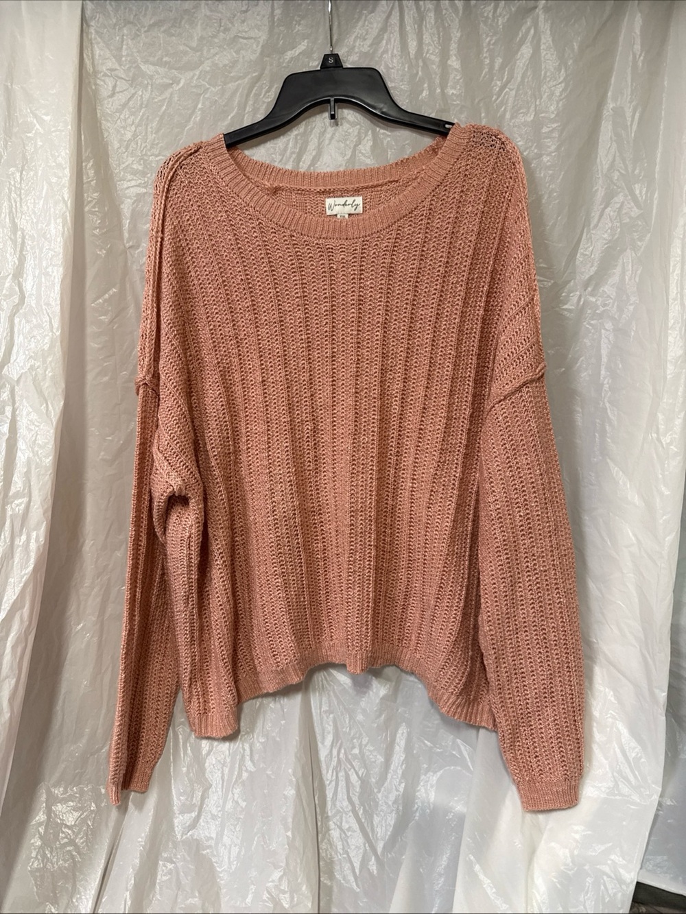 Wonderly Dusty Rose Scoop Neck Ribbed Sweater size XXL